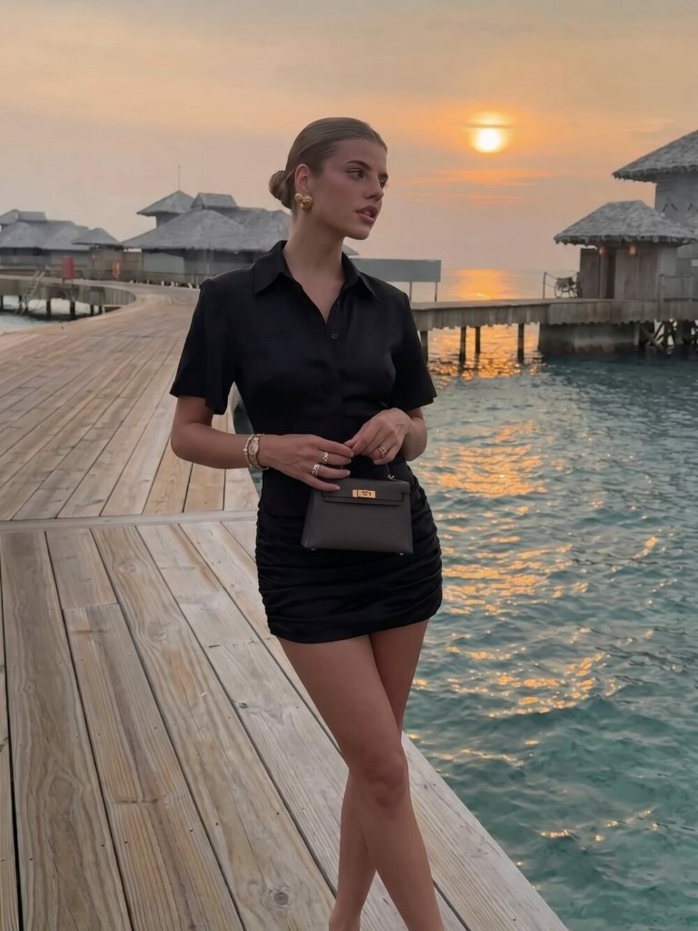 ROWEN ROSE Polo draped mini dress